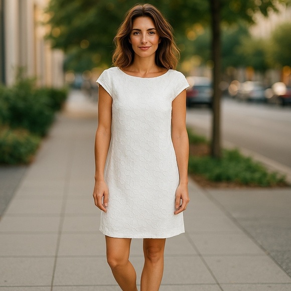 Madison Leigh White Flutter Sleeve Sheath Dress - Picture 1 of 6